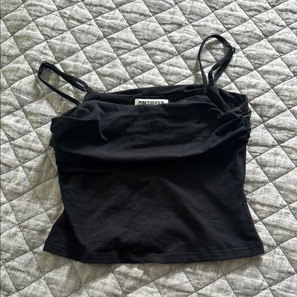 Princess Polly Black Fitted Ruched Camisole